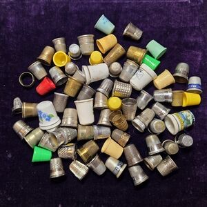 76 Assorted Various Mixed Vintage and Collectible Thimbles